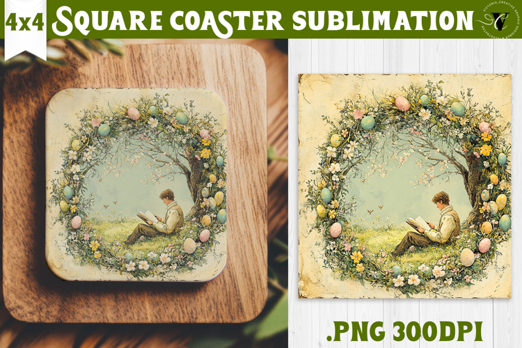 Retro Easter Square Coaster | Easter Man