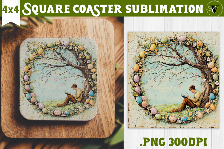 Retro Easter Square Coaster | Easter Man