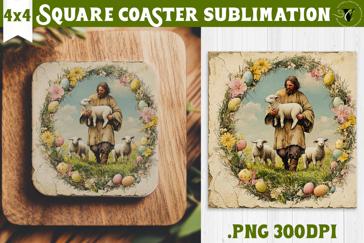 Retro Easter Square Coaster | Easter Man