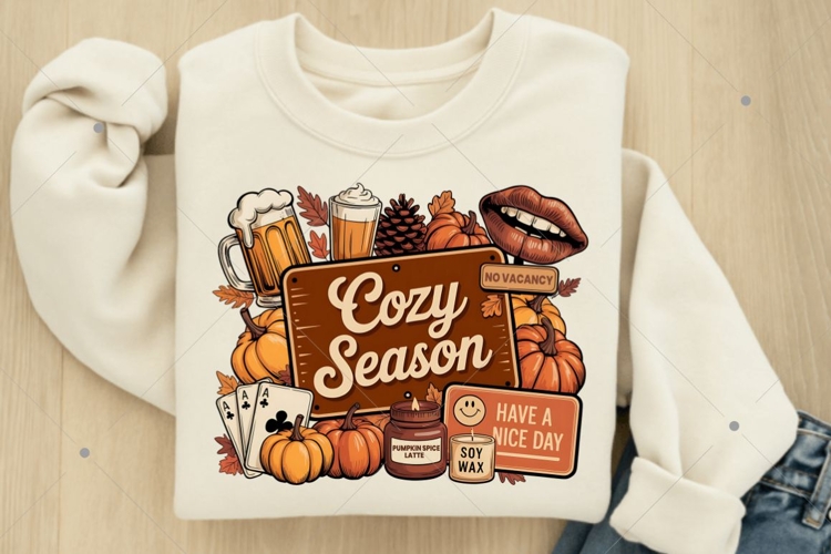 Retro Fall Collage Sublimation PNG, Fall Pumpkin Sublimation
