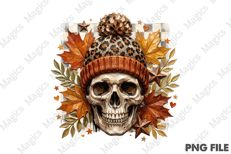 Retro Fall Leopard Beanie Skull PNG