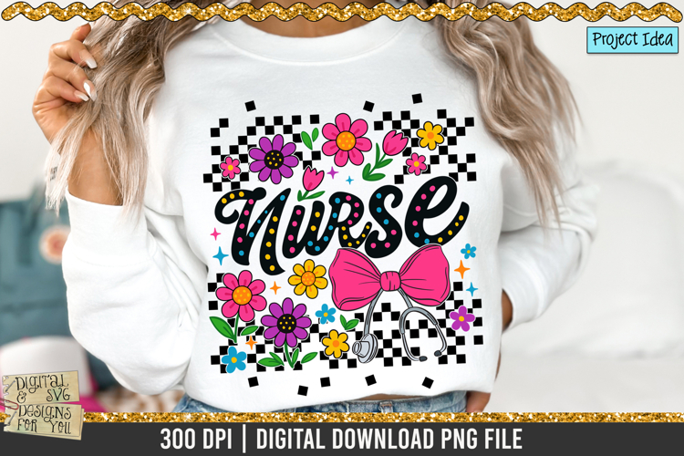 Retro Floral Nurse PNG | Coquette Bow Nurse | Nurse png