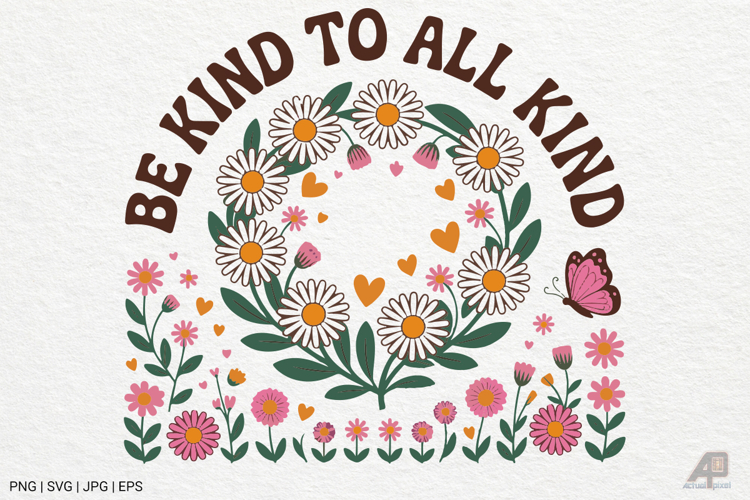 Boho Retro Flowers with Quotes SVG PNG