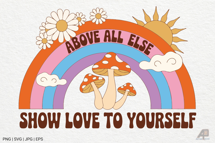 Boho Retro Flowers with Quotes SVG PNG