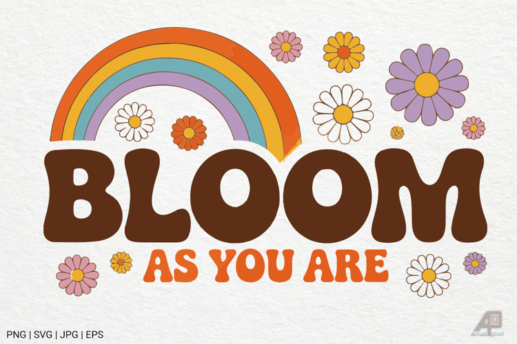 Boho Retro Flowers with Quotes SVG PNG