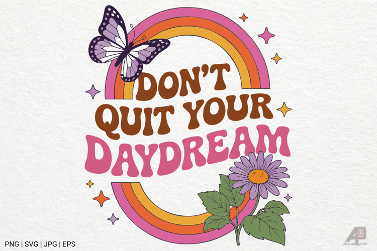 Boho Retro Flowers with Quotes SVG PNG