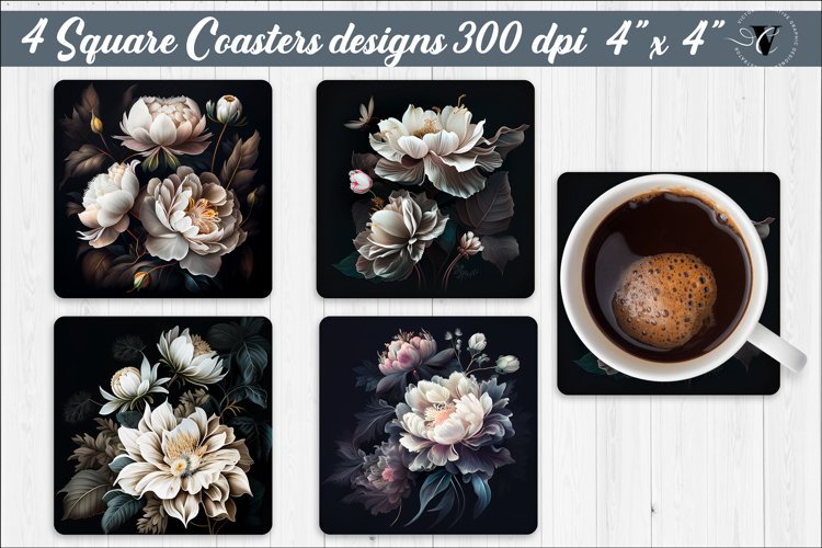 Square Coasters sublimation | Flowers coasters