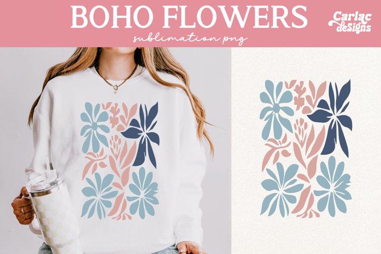 Retro Flowers Sublimation, Boho Flowers Sublimation