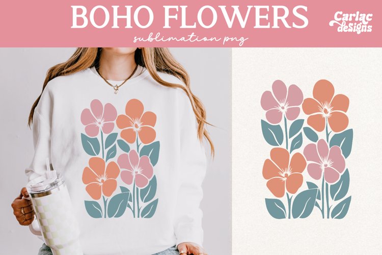 Retro Flowers Sublimation, Boho Flowers Sublimation