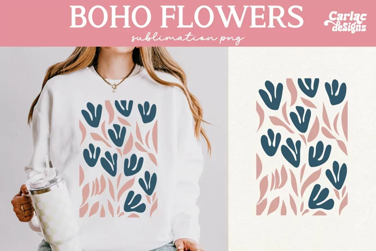 Retro Flowers Sublimation, Boho Flowers Sublimation