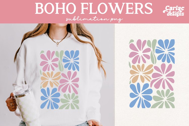 Retro Flowers Sublimation, Boho Flowers Sublimation