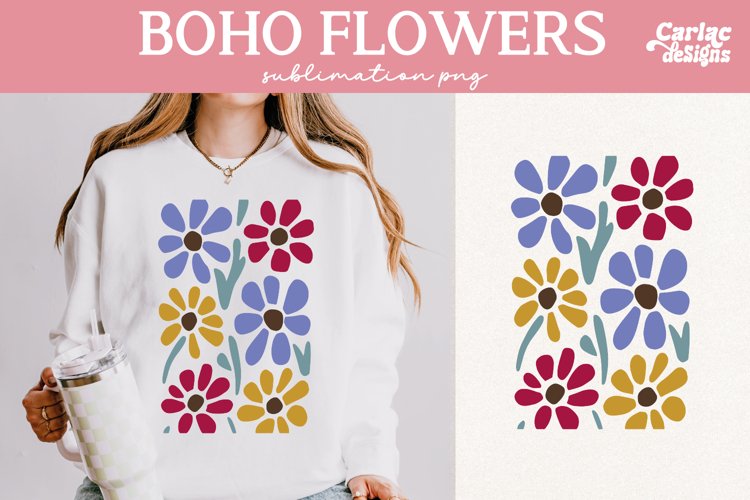 Retro Flowers Sublimation, Boho Flowers Sublimation