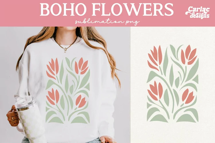 Retro Flowers Sublimation, Boho Flowers Sublimation