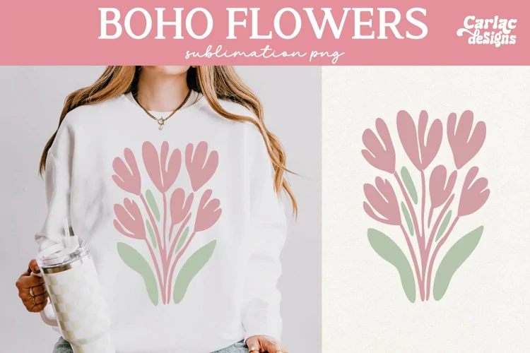 Retro Flowers Sublimation, Boho Flowers Sublimation