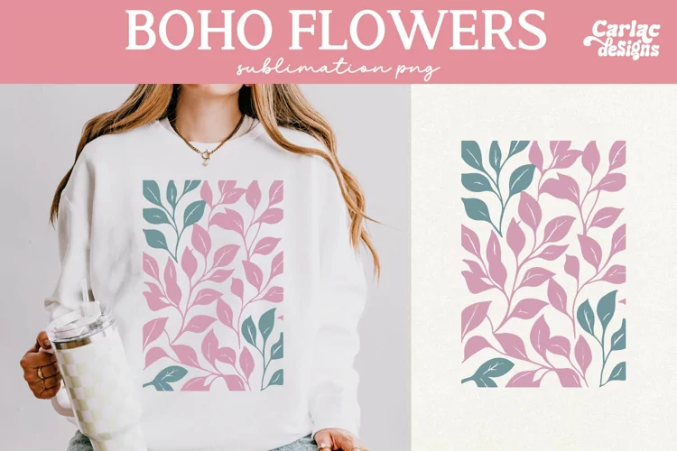 Retro Flowers Sublimation, Boho Flowers Sublimation
