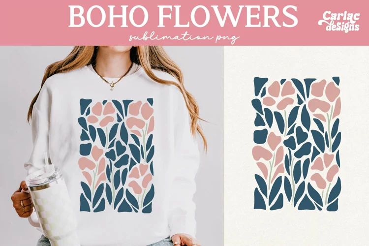 Retro Flowers Sublimation, Boho Flowers Sublimation