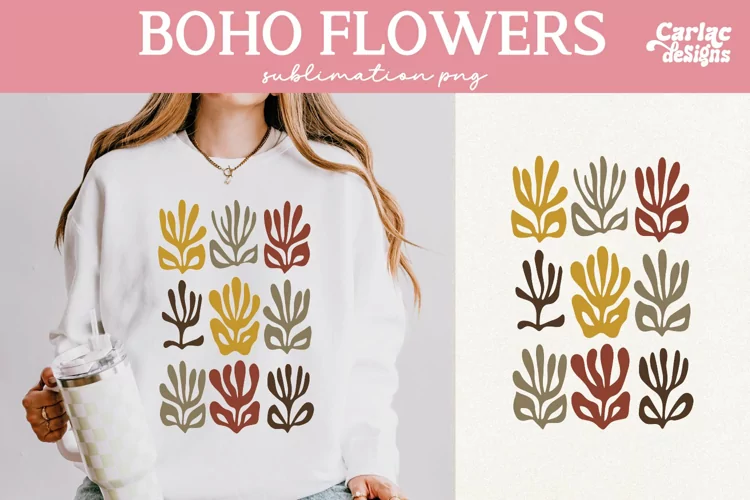 Retro Flowers Sublimation, Boho Flowers Sublimation
