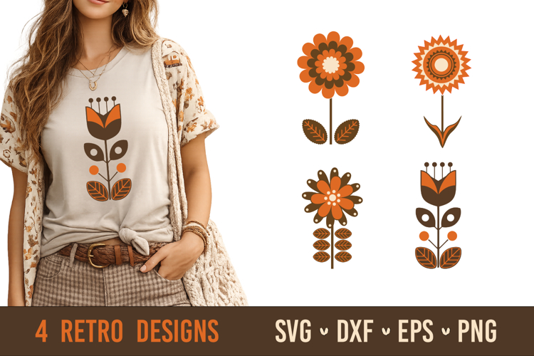 Retro Flowers SVG Bundle