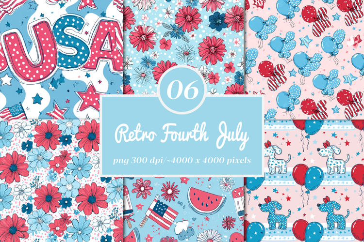 Fourth July Seamless Repeat Pattern example image 1