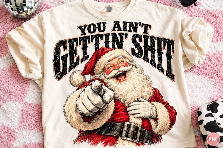 Retro Funny Christmas Santa Claus PNG example image 1