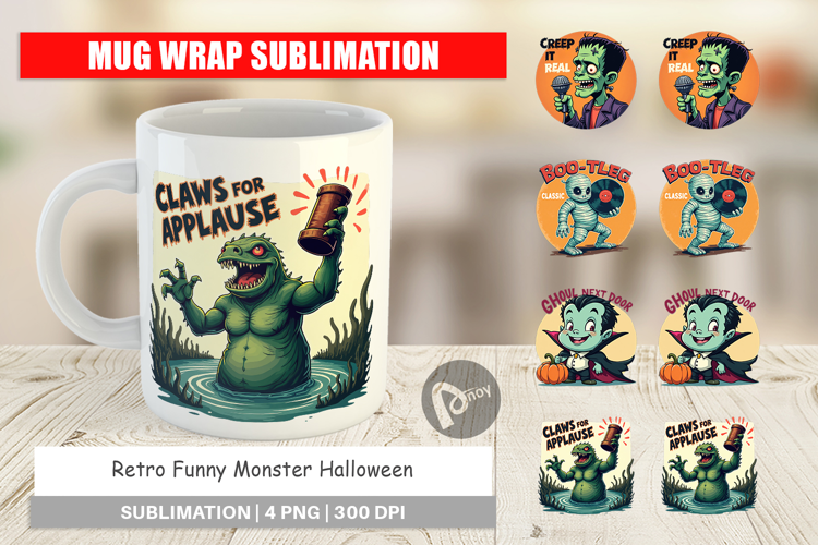 Mug Wrap Halloween Retro Monster