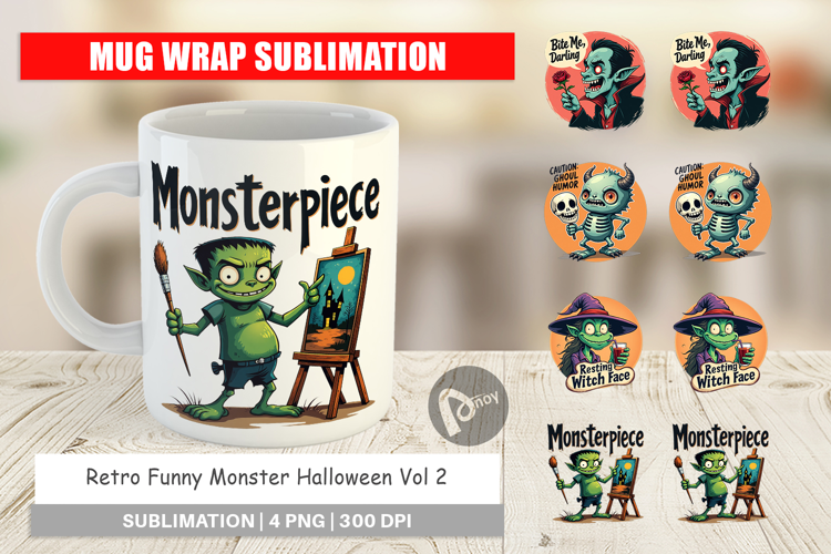Mug Wrap Halloween Retro Monster