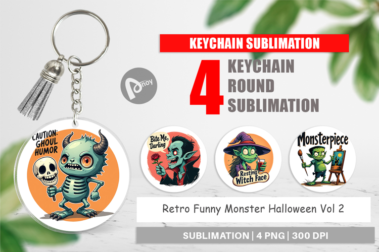 Keychain Halloween Retro Monster
