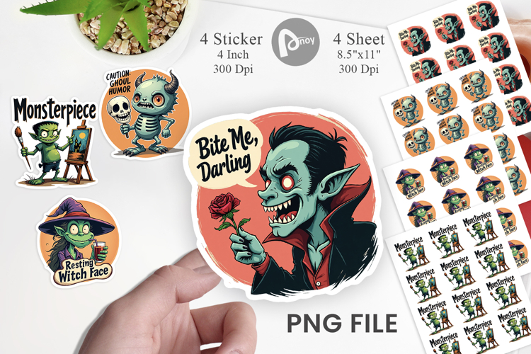 Halloween Retro Monster Sticker