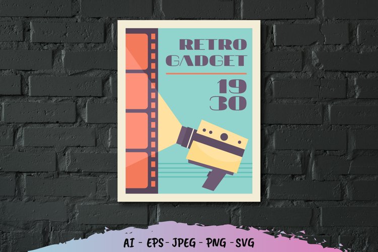 Film Projector - Retro Cartoon Poster example image 1
