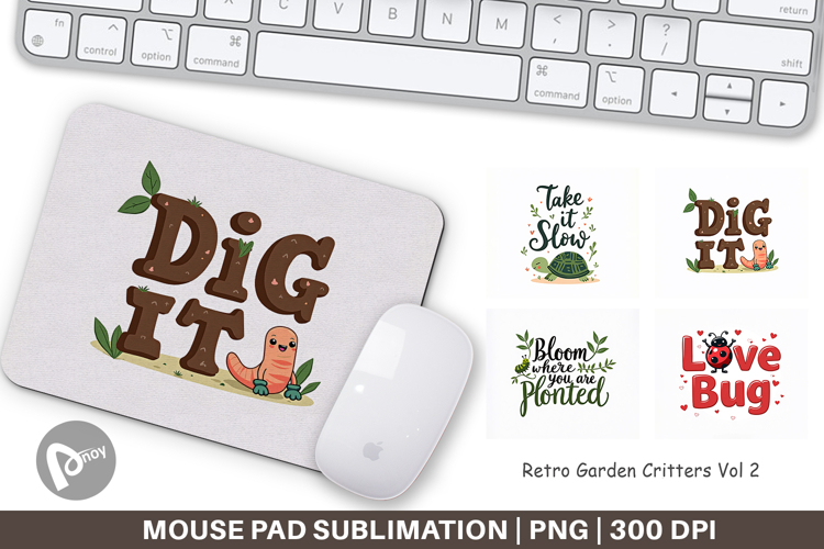 Retro Garden Critters Mouse Pad