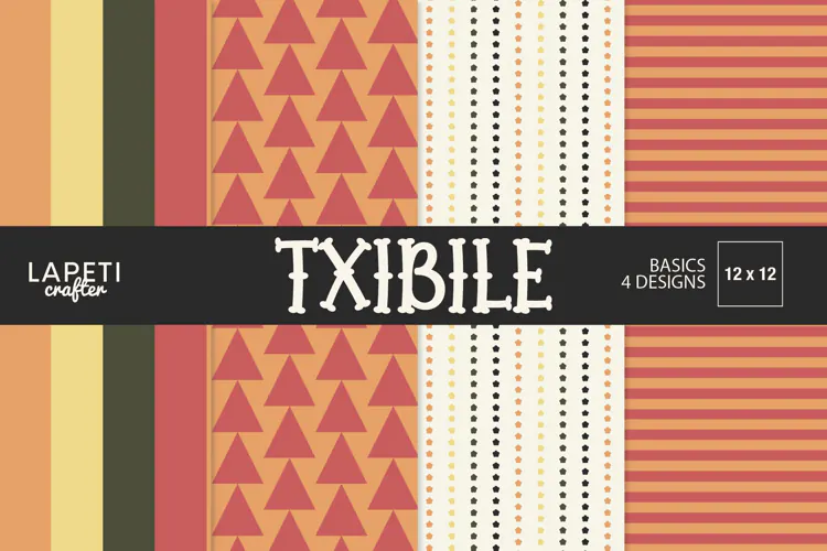Retro Geometric Digital Papers | Warm Stripes & Triangles