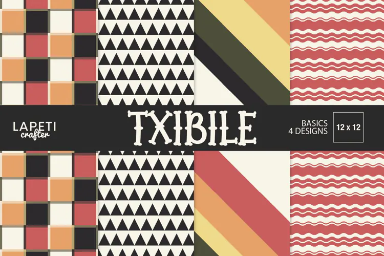 Retro Geometric Digital Papers | Checks, Stripes & Waves