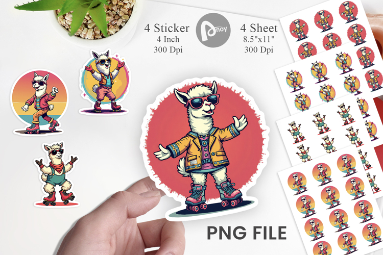 Retro Funny Llama Sticker