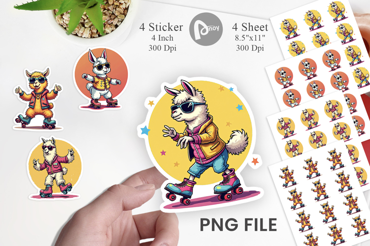 Retro Funny Llama Sticker