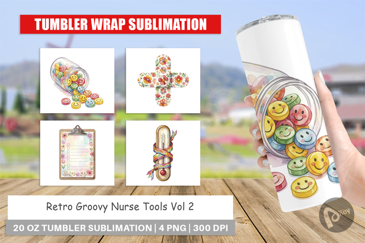 Retro Groovy Nurse Tools Tumbler
