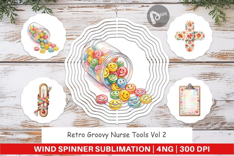 Retro Groovy Nurse Tools Wind Spinner