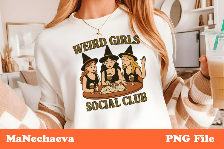 Weird Girls Social Club PNG | Funny Retro Halloween Art