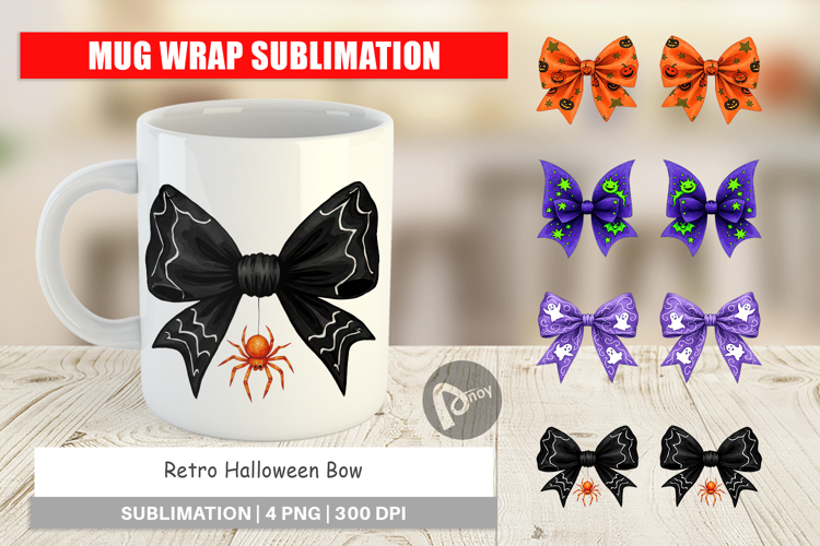 Mug Wrap Retro Halloween Bows