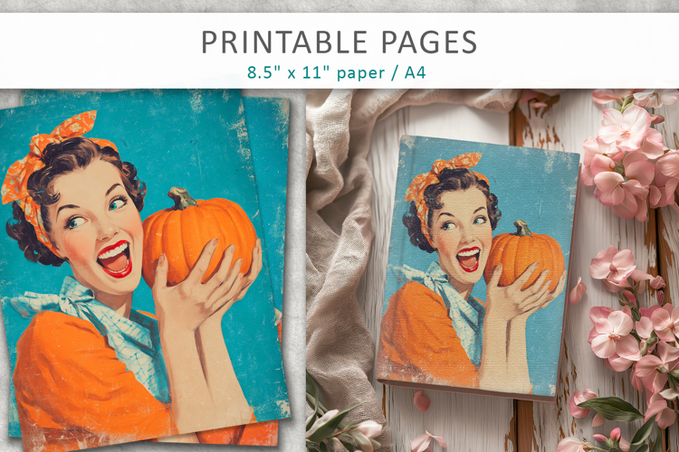 vintage junk journal pages, halloween art