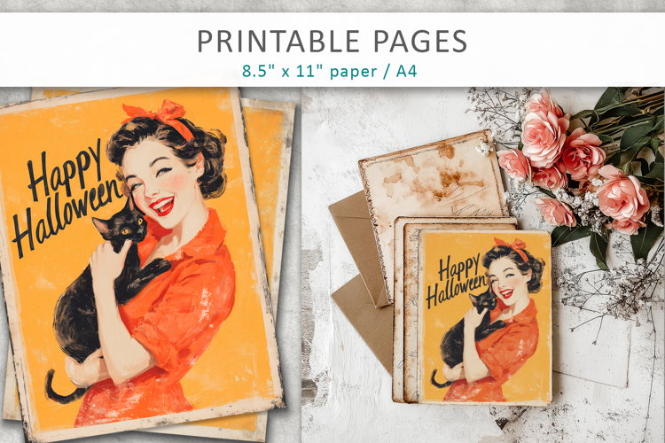 vintage women illustration, junk journal pages