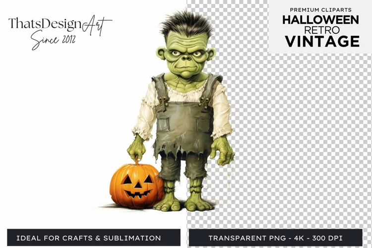 Retro Halloween Clipart PNG for sublimation