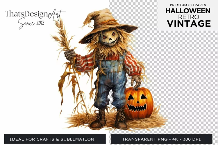 Retro Halloween Clipart PNG for sublimation