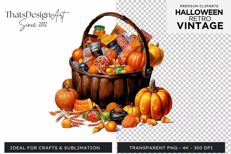 Retro Halloween Clipart PNG for sublimation
