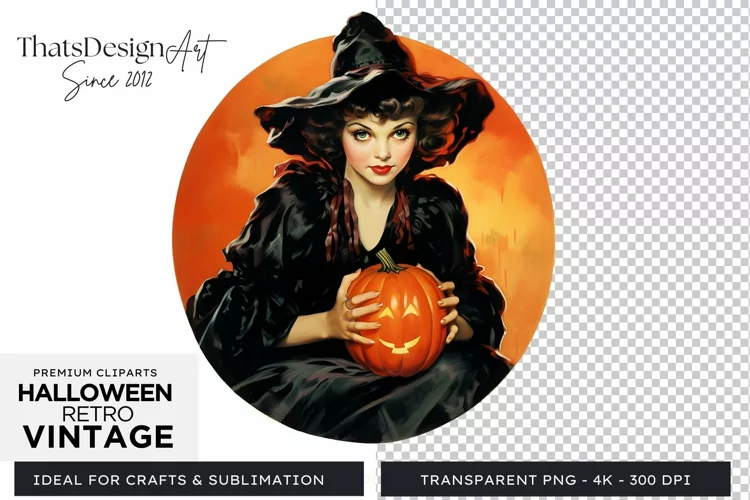 Retro Halloween Clipart PNG for sublimation