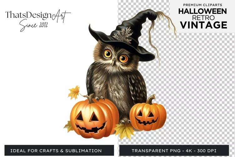 Retro Halloween Clipart PNG for sublimation