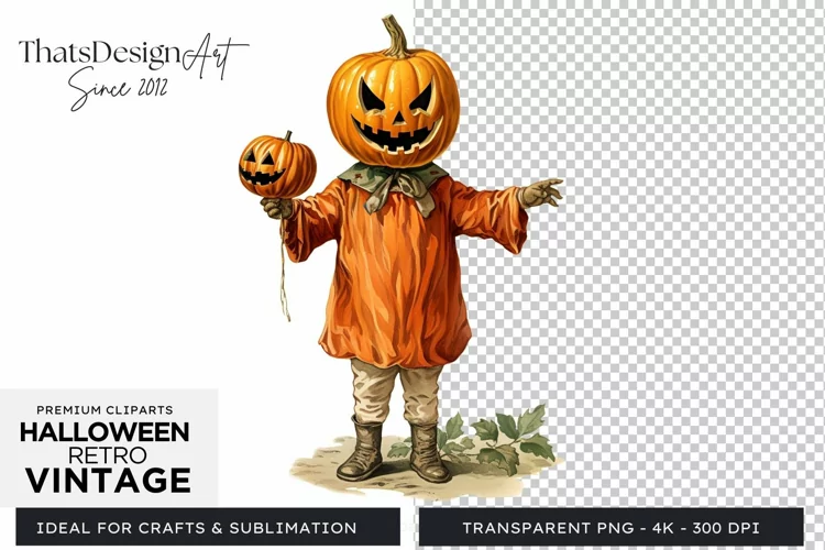 Retro Halloween Clipart PNG for sublimation