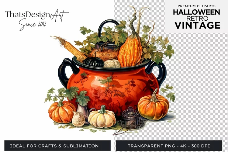Retro Halloween Clipart PNG for sublimation