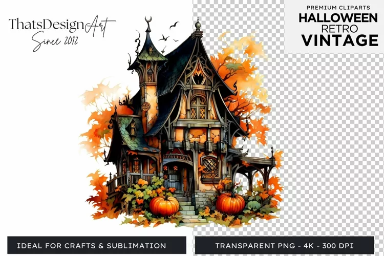 Retro Halloween Clipart PNG for sublimation