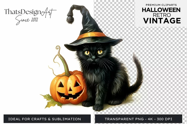 Retro Halloween Clipart PNG for sublimation