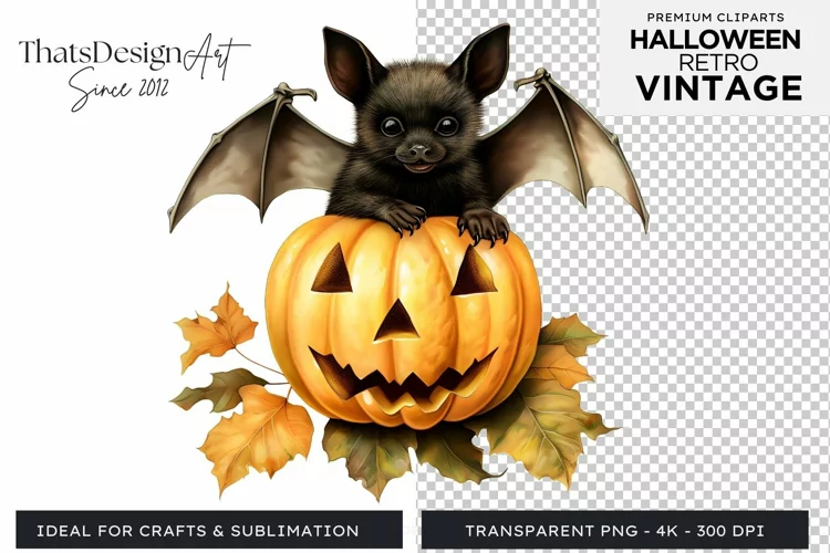Retro Halloween Clipart PNG for sublimation